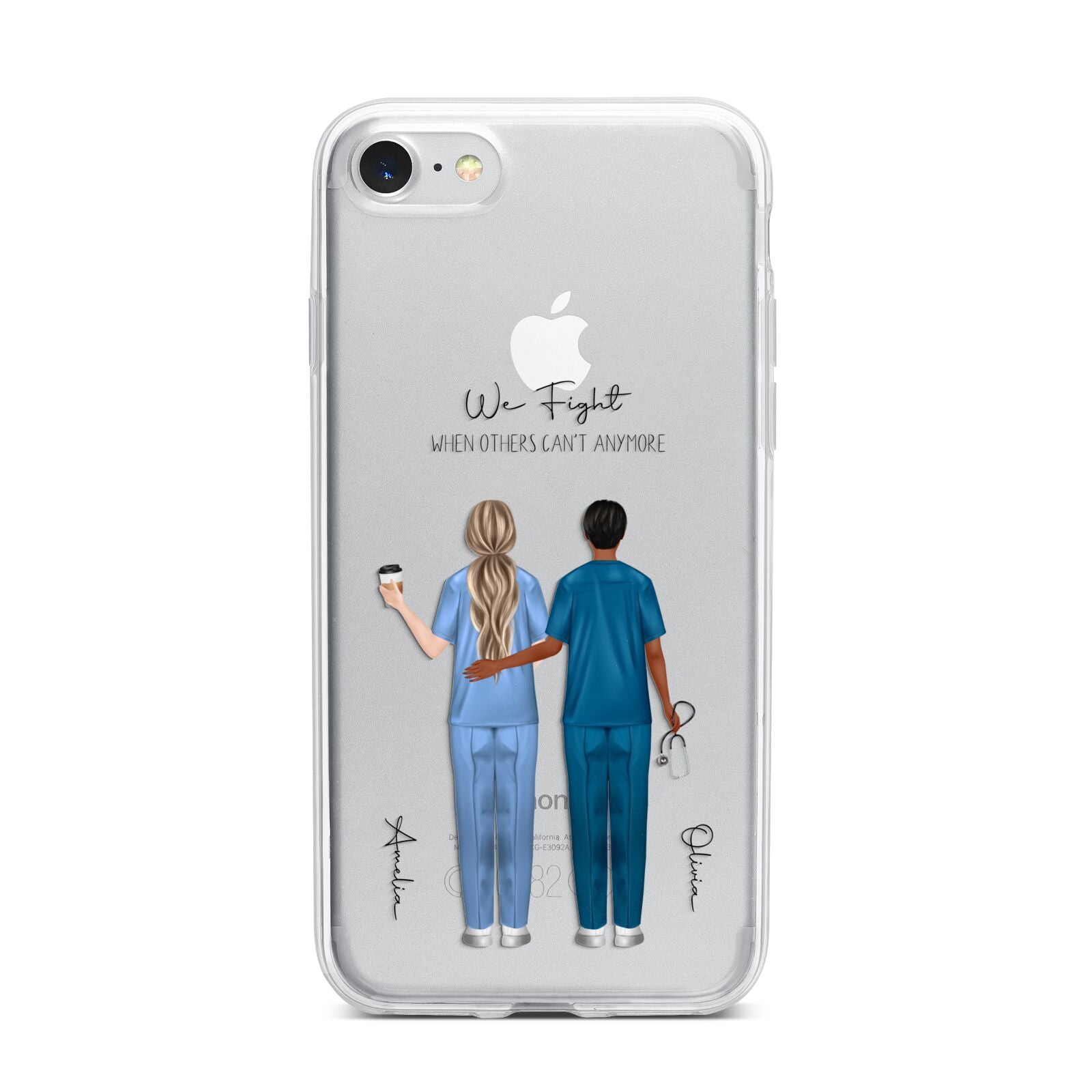 Personalised Two Nurses iPhone 7 Bumper Case on Silver iPhone