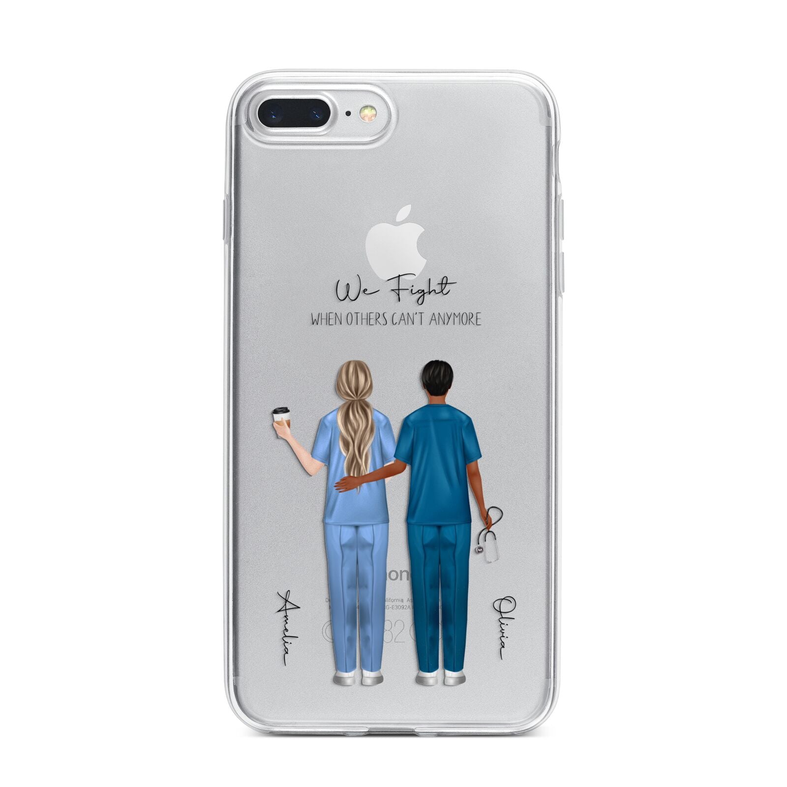 Personalised Two Nurses iPhone 7 Plus Bumper Case on Silver iPhone