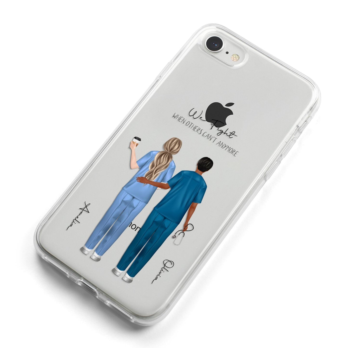 Personalised Two Nurses iPhone 8 Bumper Case on Silver iPhone Alternative Image
