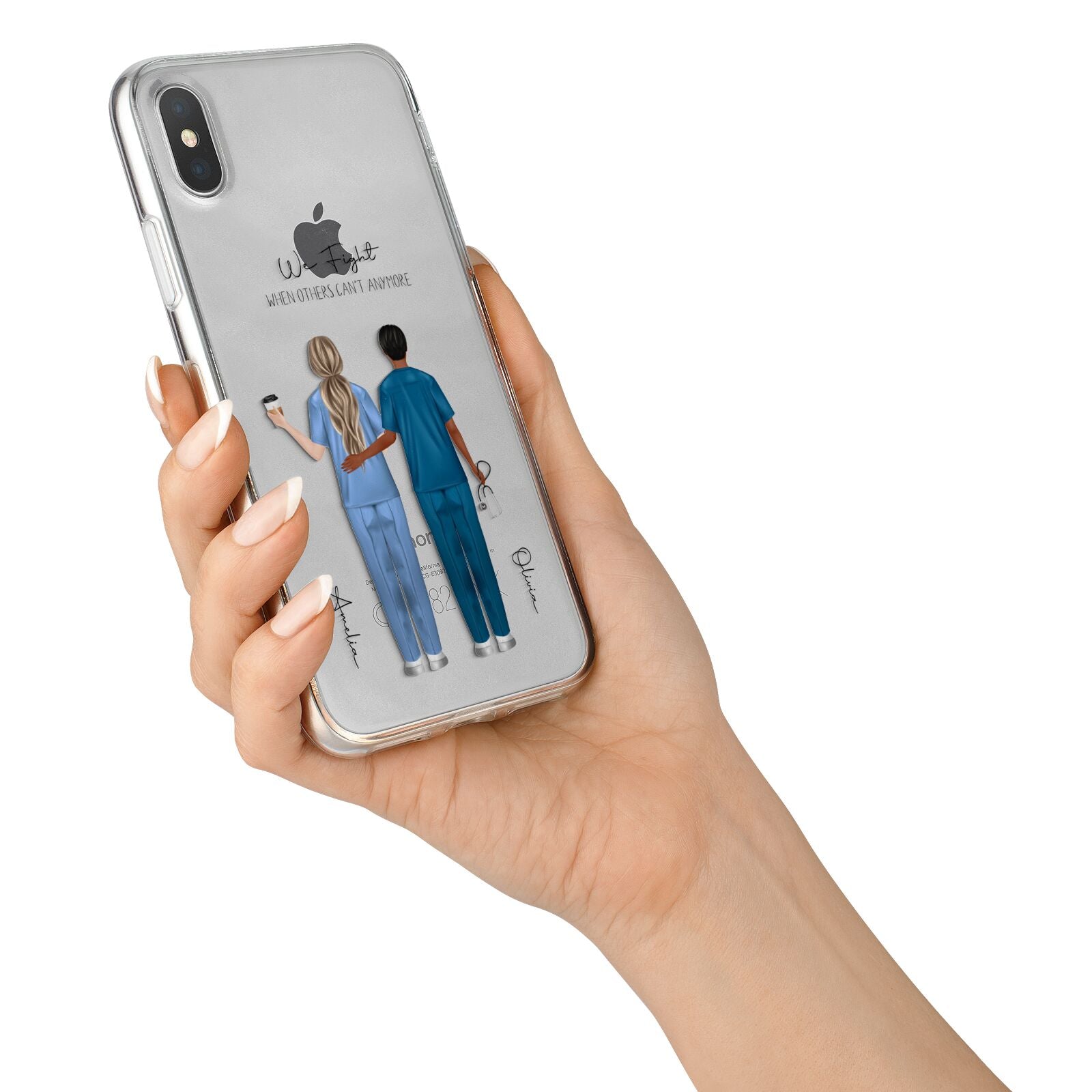 Personalised Two Nurses iPhone X Bumper Case on Silver iPhone Alternative Image 2