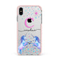 Personalised Unicorn Apple iPhone Xs Max Impact Case Pink Edge on Silver Phone