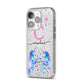 Personalised Unicorn iPhone 14 Pro Glitter Tough Case Silver Angled Image