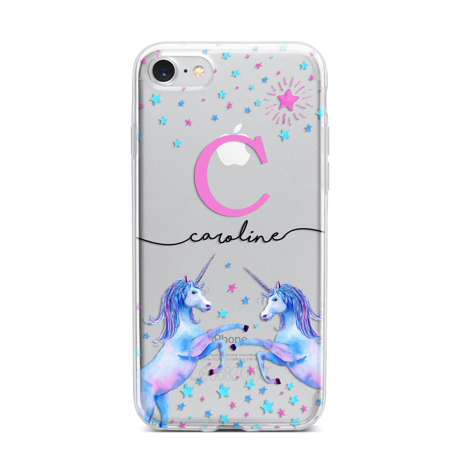 Personalised Unicorn iPhone 7 Bumper Case on Silver iPhone