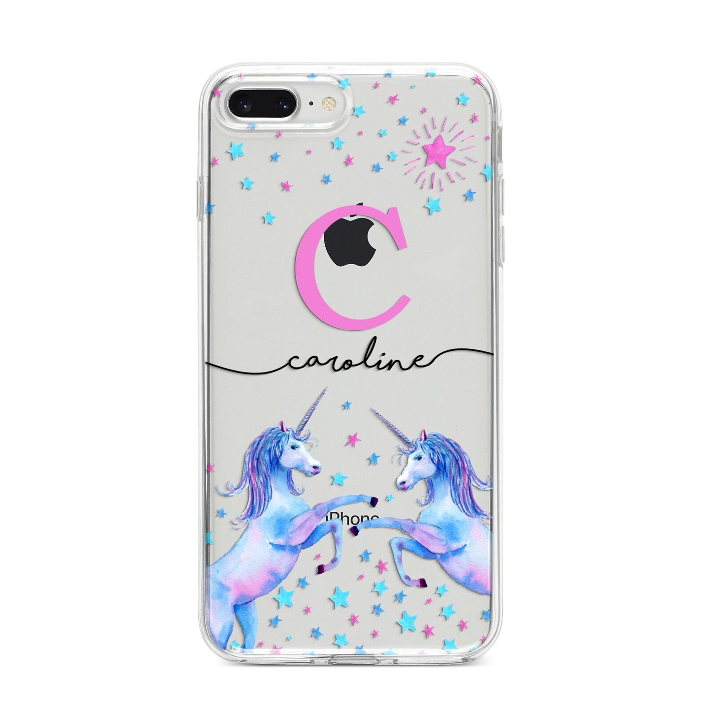 Personalised Unicorn iPhone 8 Plus Bumper Case on Silver iPhone
