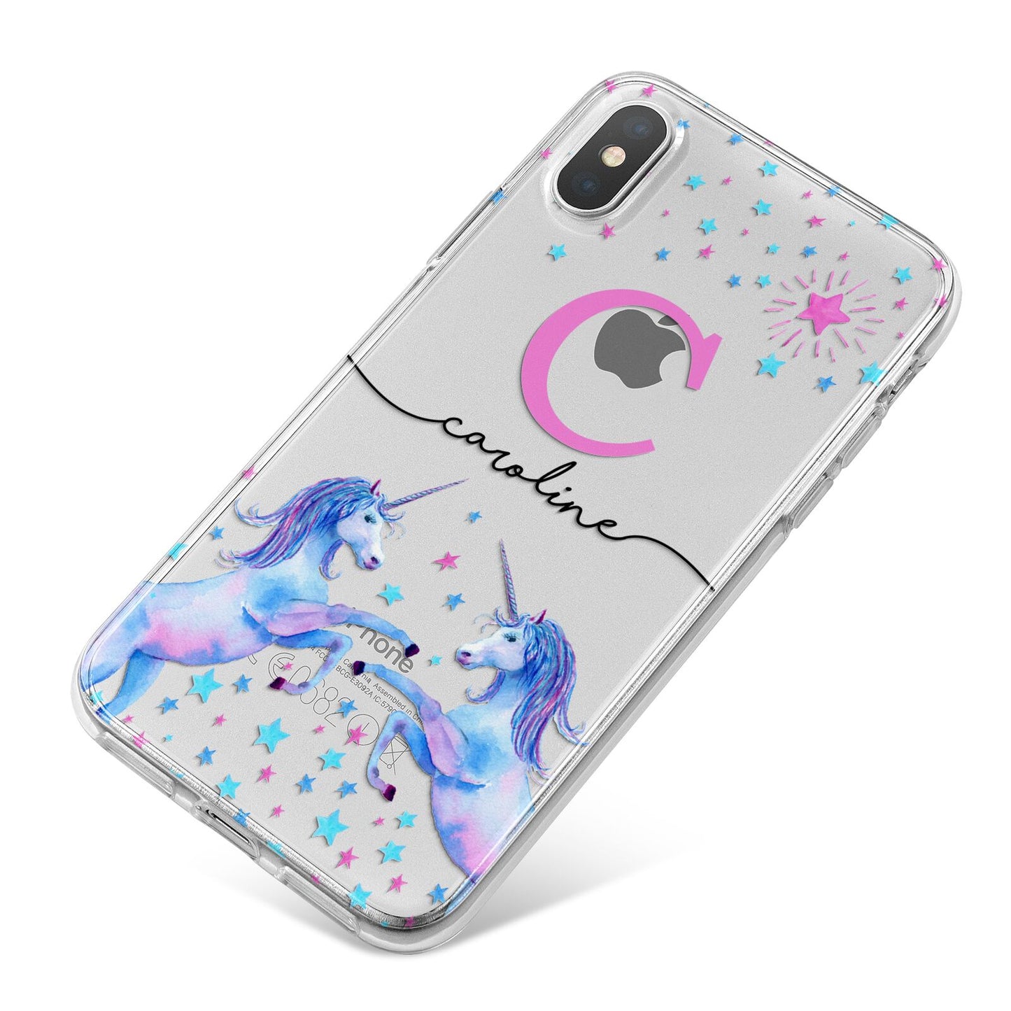 Personalised Unicorn iPhone X Bumper Case on Silver iPhone