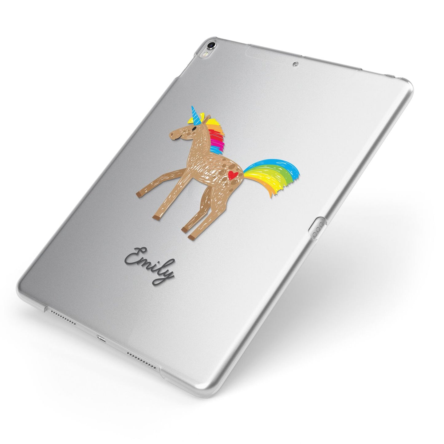 Personalised Unicorn with Name Apple iPad Case on Silver iPad Side View