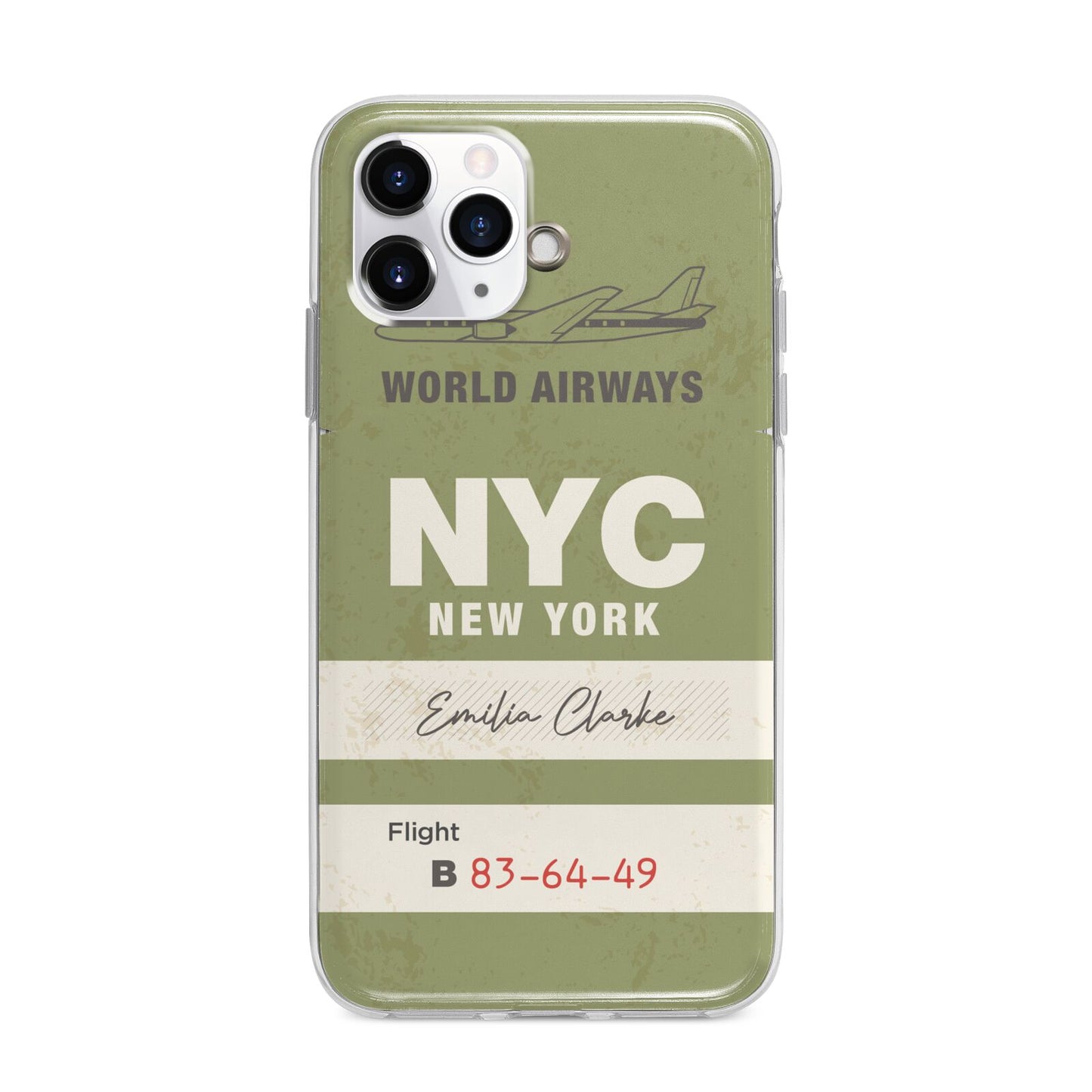 Personalised Vintage Baggage Tag Apple iPhone 11 Pro Max in Silver with Bumper Case