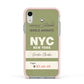 Personalised Vintage Baggage Tag Apple iPhone XR Impact Case Pink Edge on Silver Phone