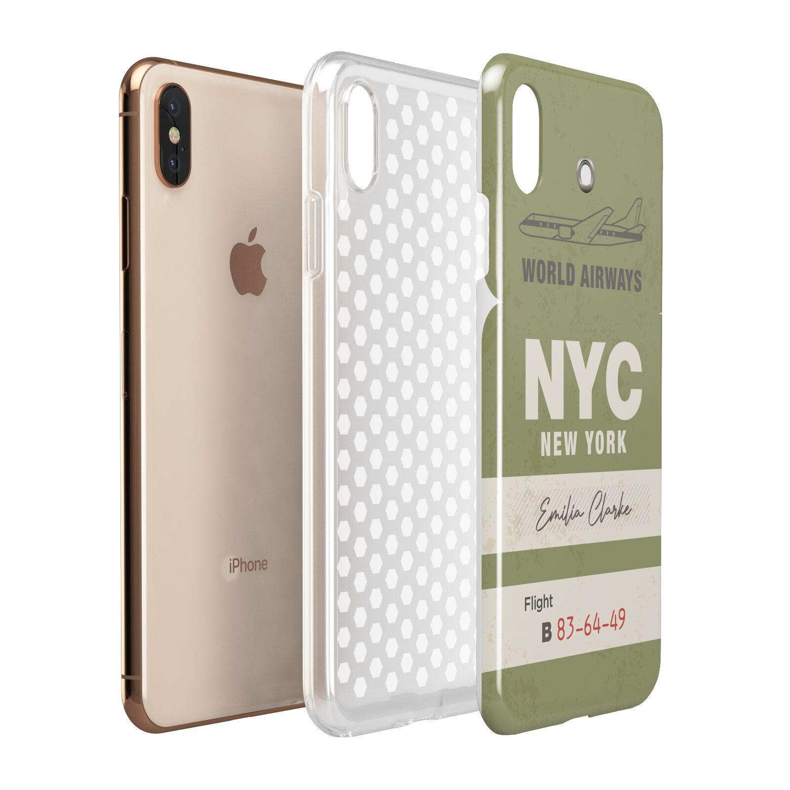 Personalised Vintage Baggage Tag Apple iPhone Xs Max 3D Tough Case Expanded View