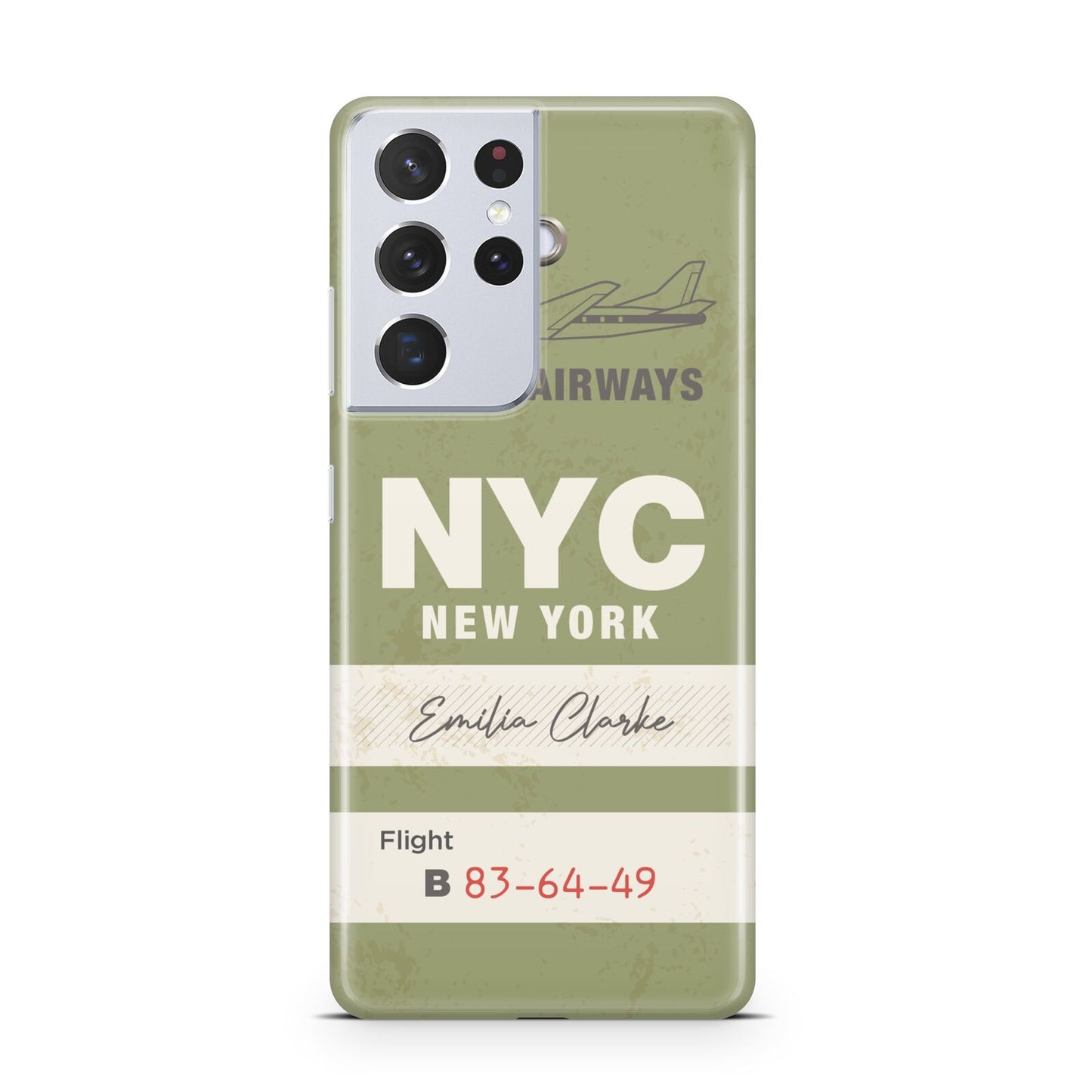 Personalised Vintage Baggage Tag Samsung S21 Ultra Case