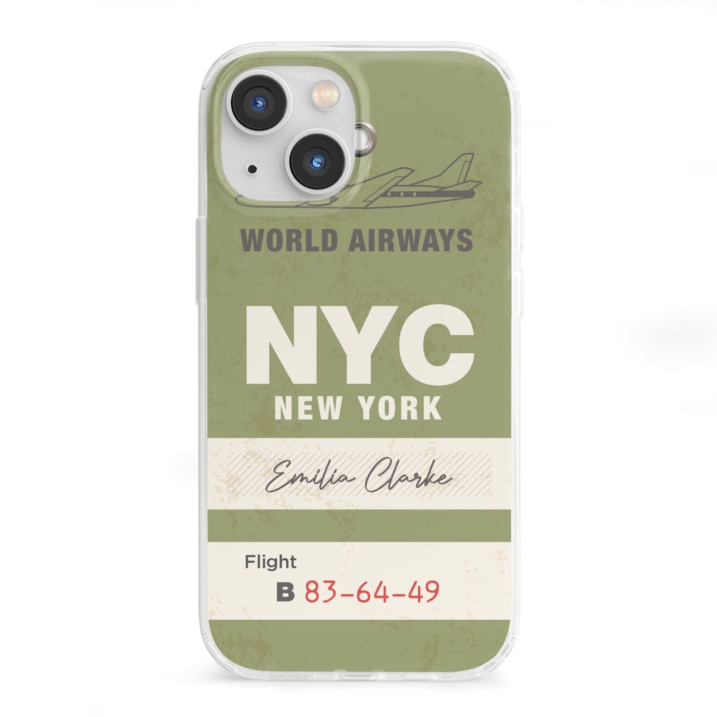 Personalised Vintage Baggage Tag iPhone 13 Mini Clear Bumper Case