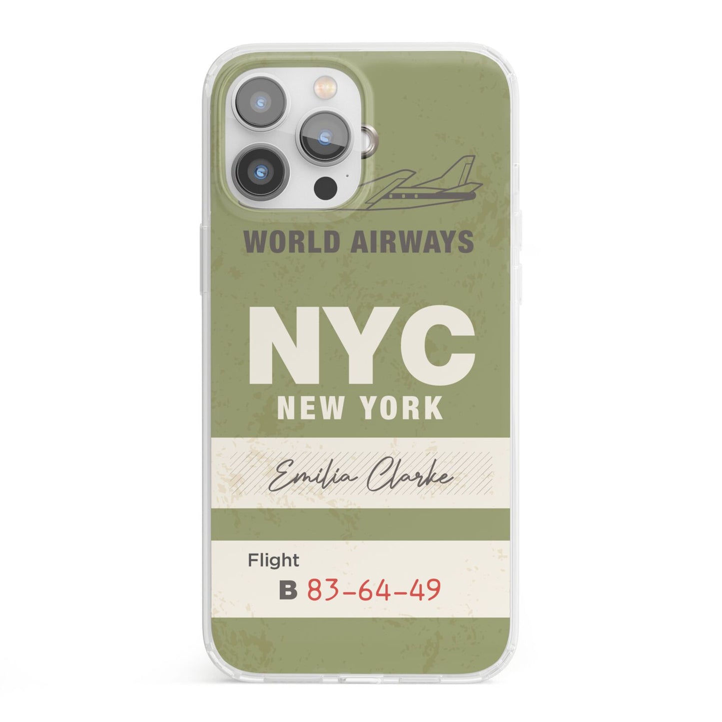 Personalised Vintage Baggage Tag iPhone 13 Pro Max Clear Bumper Case