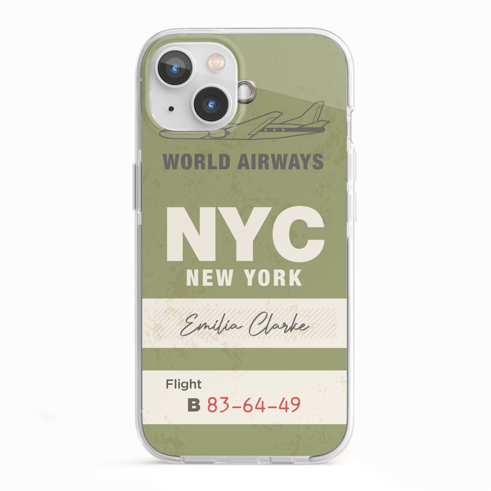 Personalised Vintage Baggage Tag iPhone 13 TPU Impact Case with White Edges