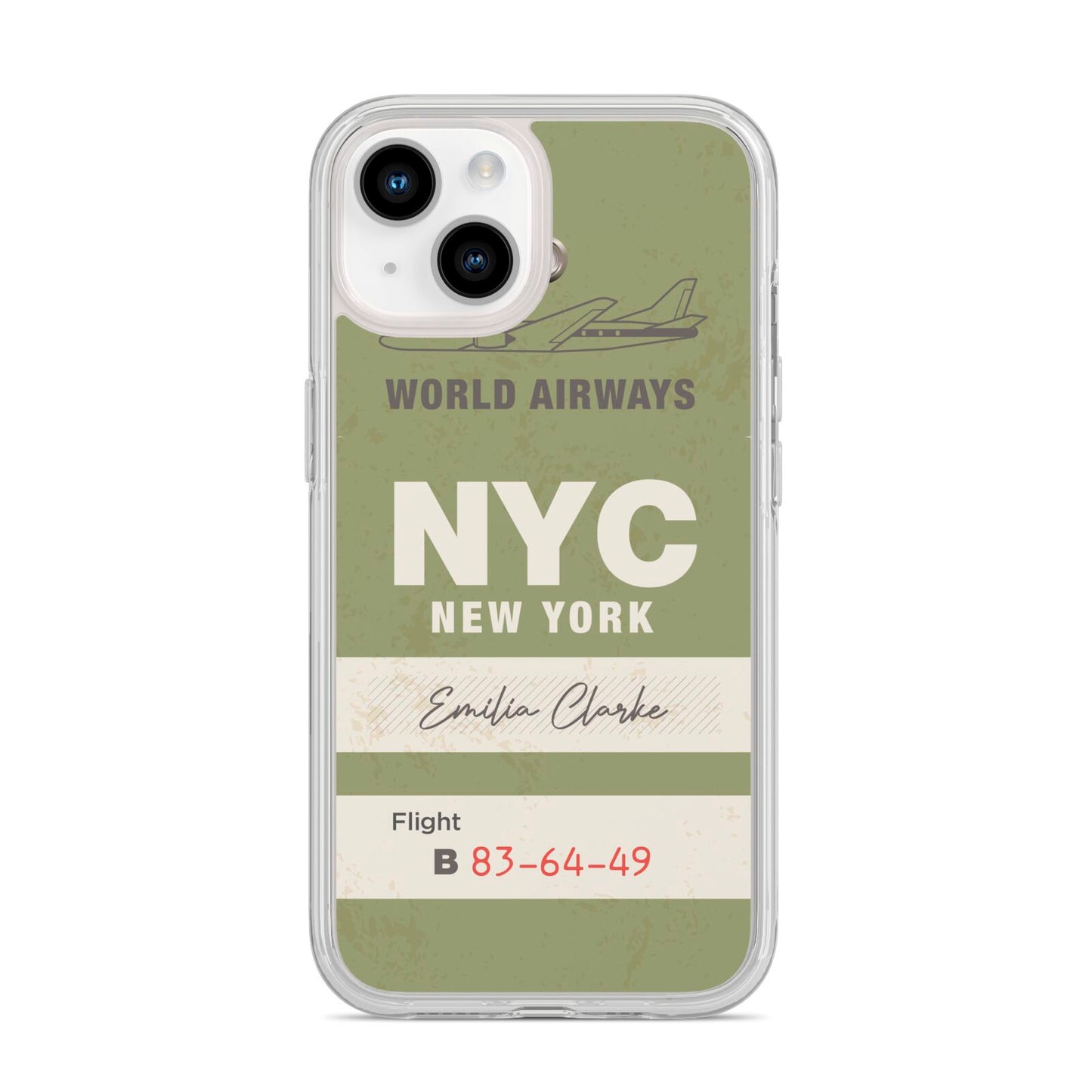 Personalised Vintage Baggage Tag iPhone 14 Clear Tough Case Starlight