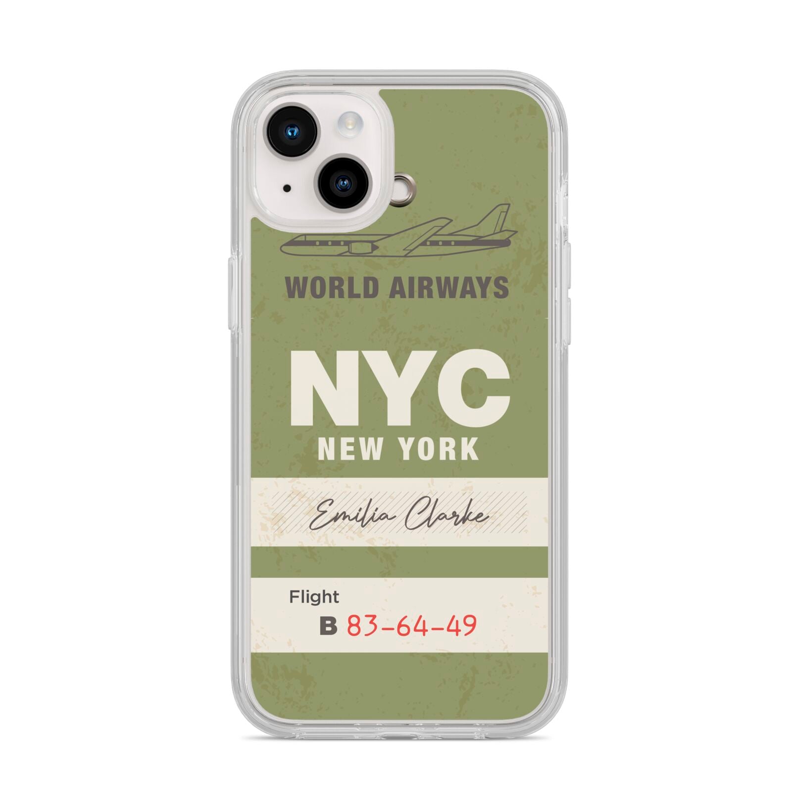 Personalised Vintage Baggage Tag iPhone 14 Plus Clear Tough Case Starlight