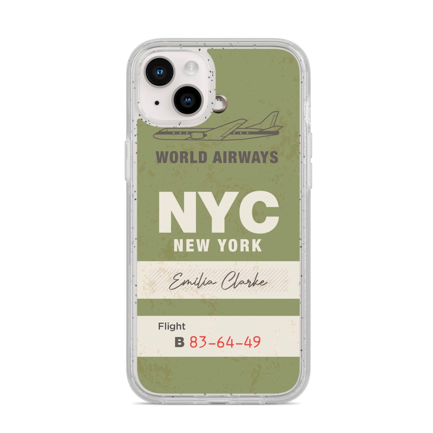 Personalised Vintage Baggage Tag iPhone 14 Plus Glitter Tough Case Starlight