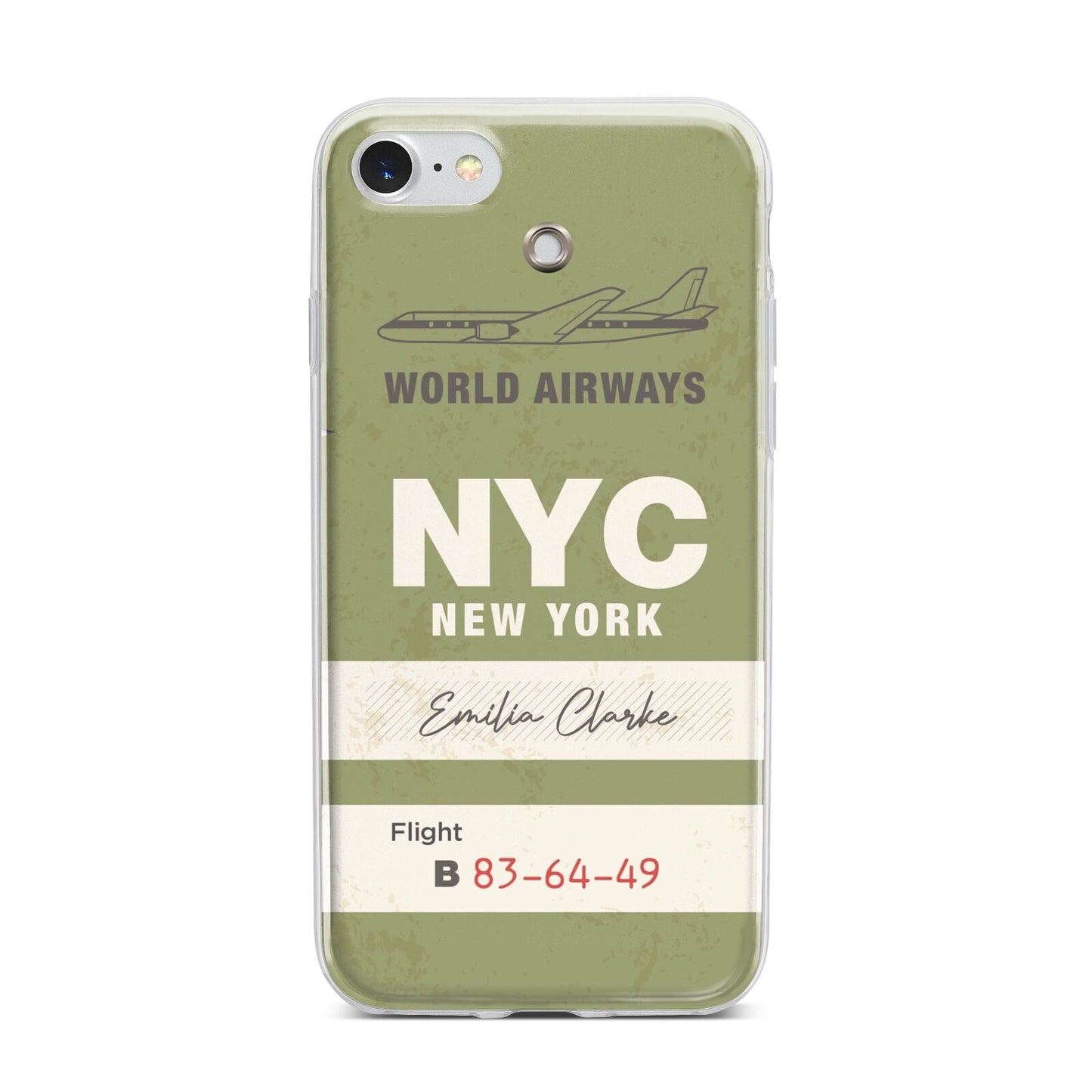 Personalised Vintage Baggage Tag iPhone 7 Bumper Case on Silver iPhone