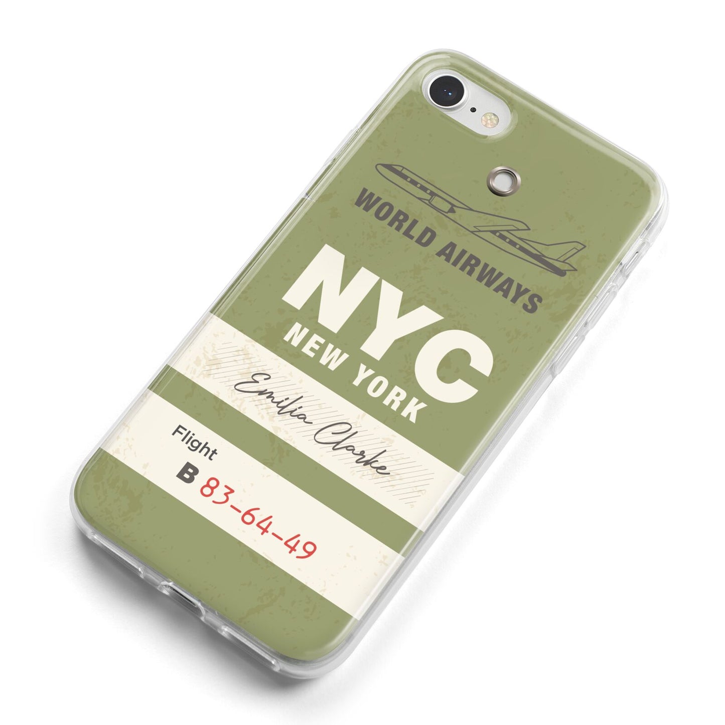 Personalised Vintage Baggage Tag iPhone 8 Bumper Case on Silver iPhone Alternative Image