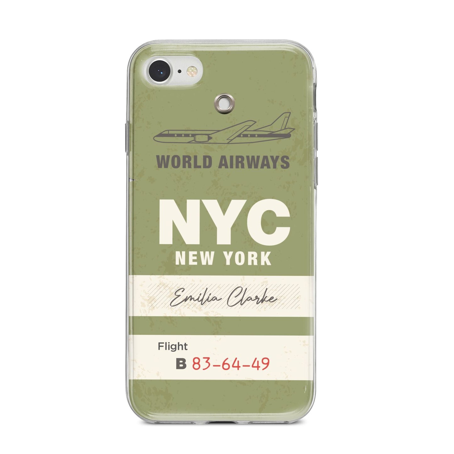 Personalised Vintage Baggage Tag iPhone 8 Bumper Case on Silver iPhone