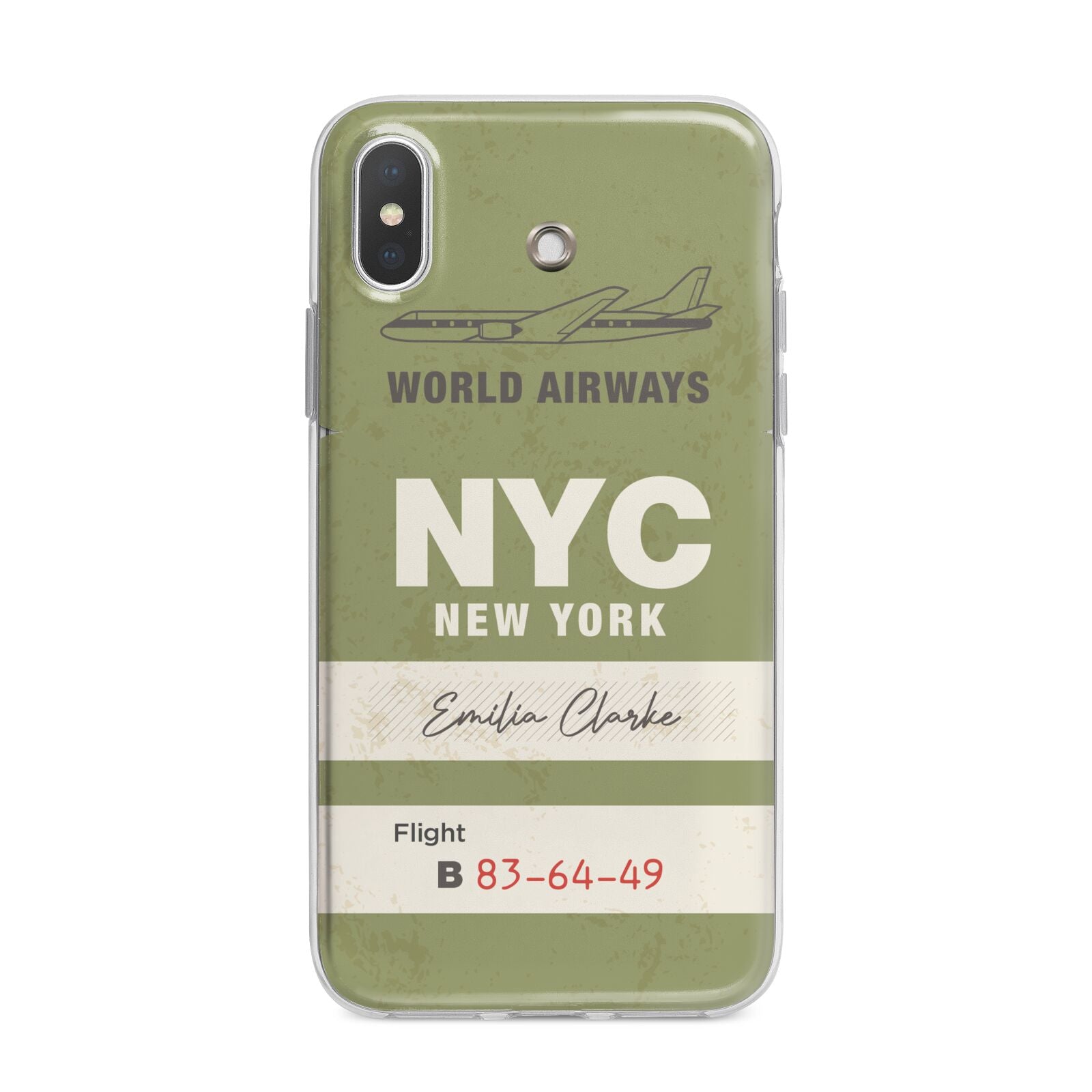 Personalised Vintage Baggage Tag iPhone X Bumper Case on Silver iPhone Alternative Image 1