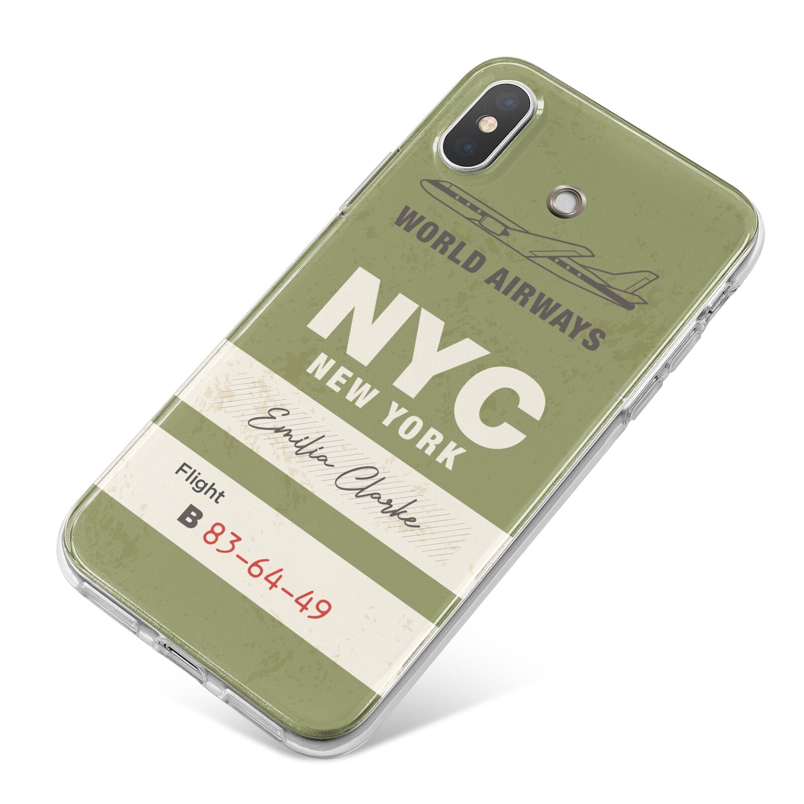 Personalised Vintage Baggage Tag iPhone X Bumper Case on Silver iPhone