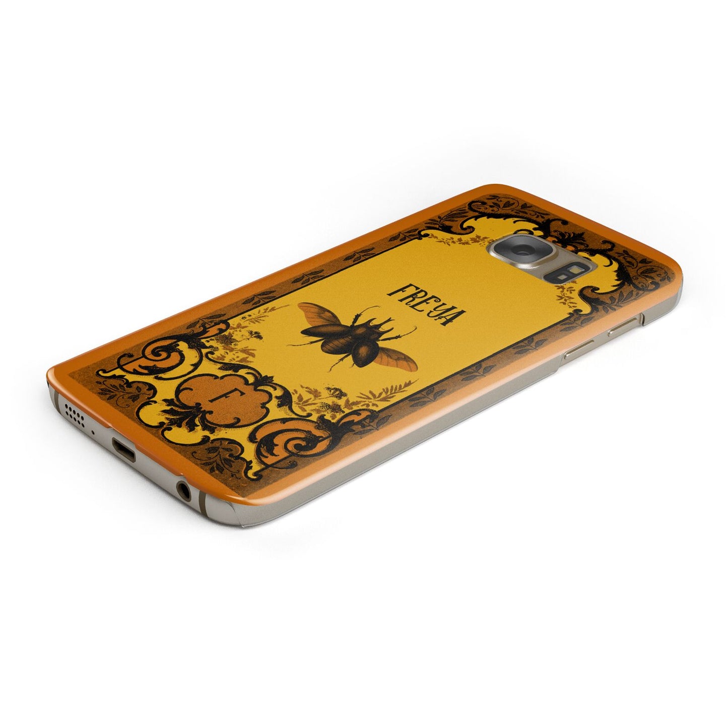 Personalised Vintage Spooky Beetle Protective Samsung Galaxy Case Angled Image