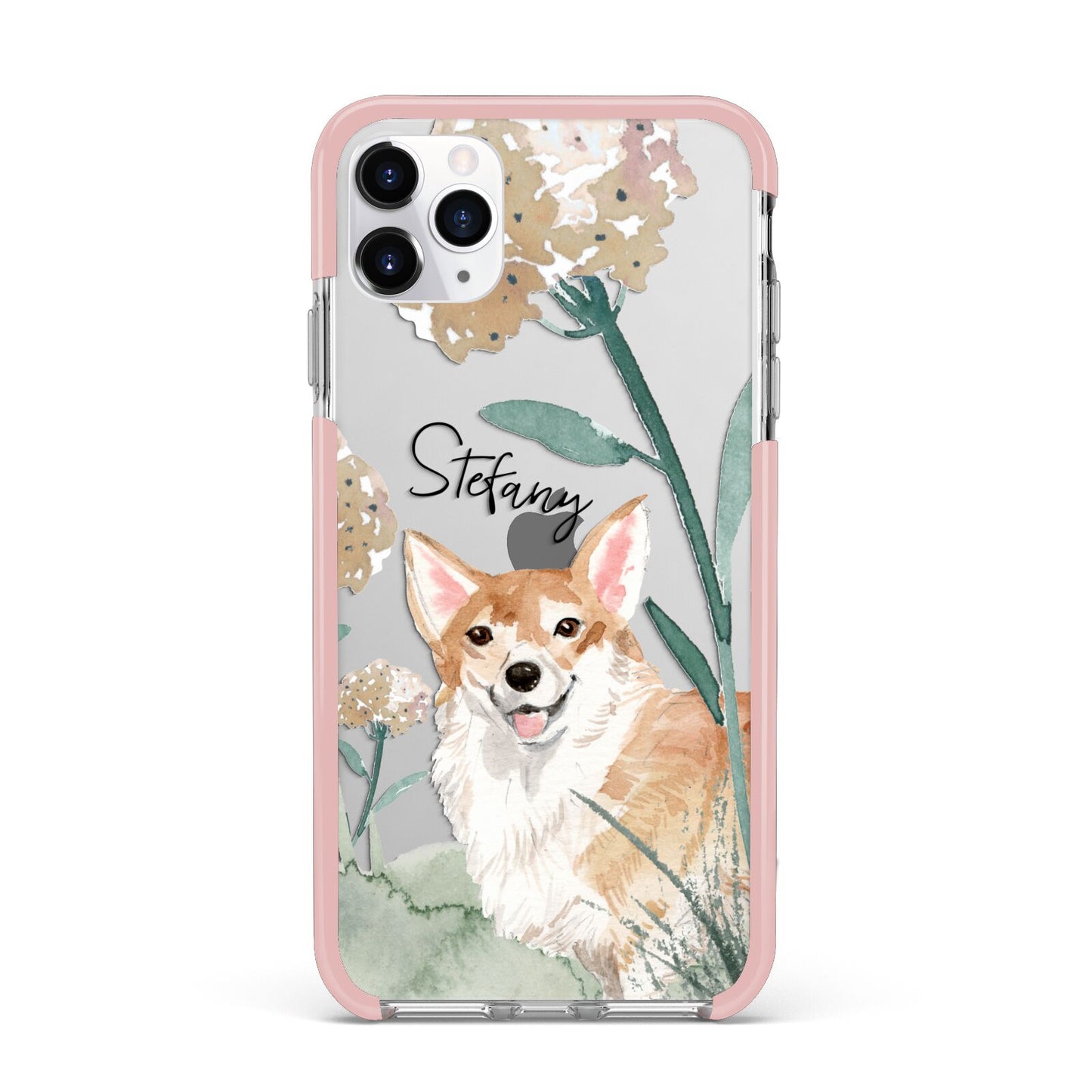 Personalised Welsh Corgi Dog iPhone 11 Pro Max Impact Pink Edge Case