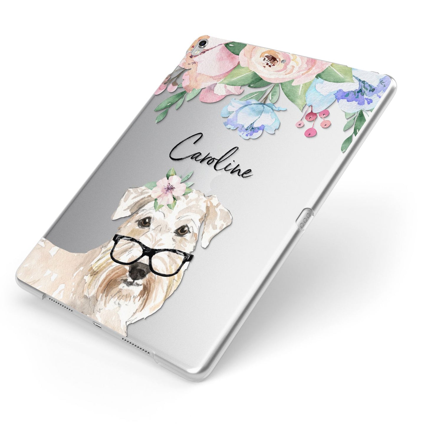 Personalised Wheaten Terrier Apple iPad Case on Silver iPad Side View