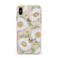 Personalised White Daisy Apple iPhone Xs Max Impact Case Pink Edge on Gold Phone