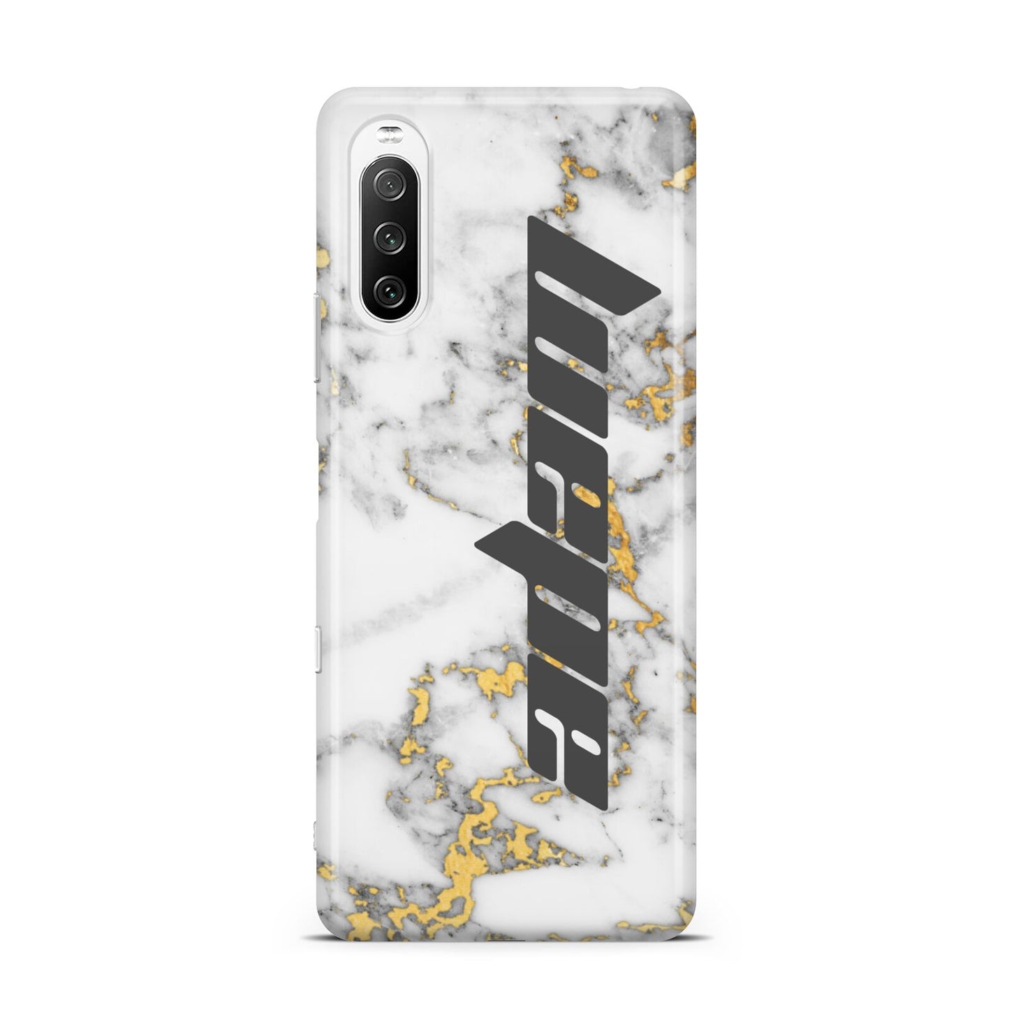 Personalised White Gold Marble Name Sony Xperia 10 III Case