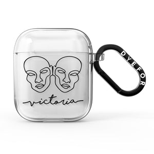 Personalised White Line Art AirPods Case