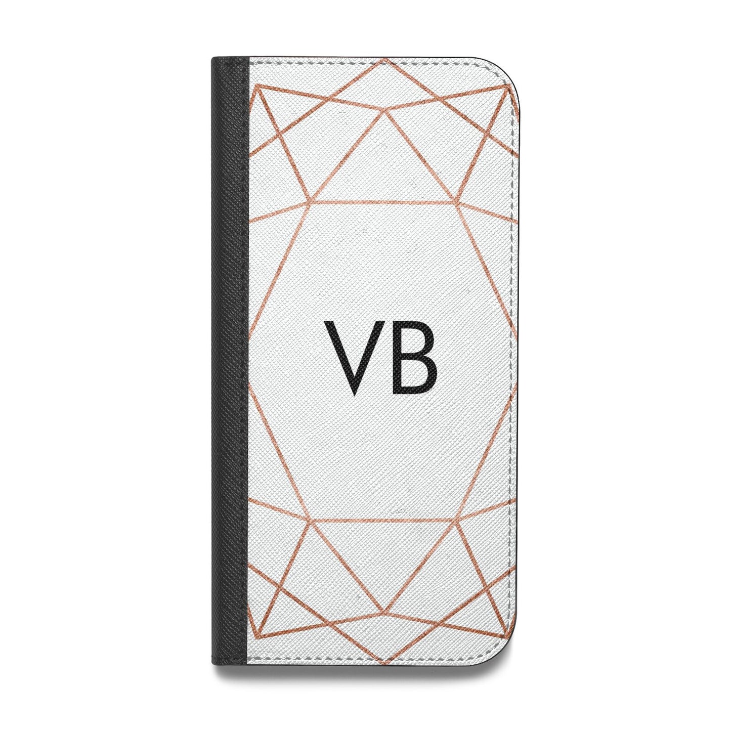 Personalised White Rose Gold Initials Geometric Vegan Leather Flip Samsung Case