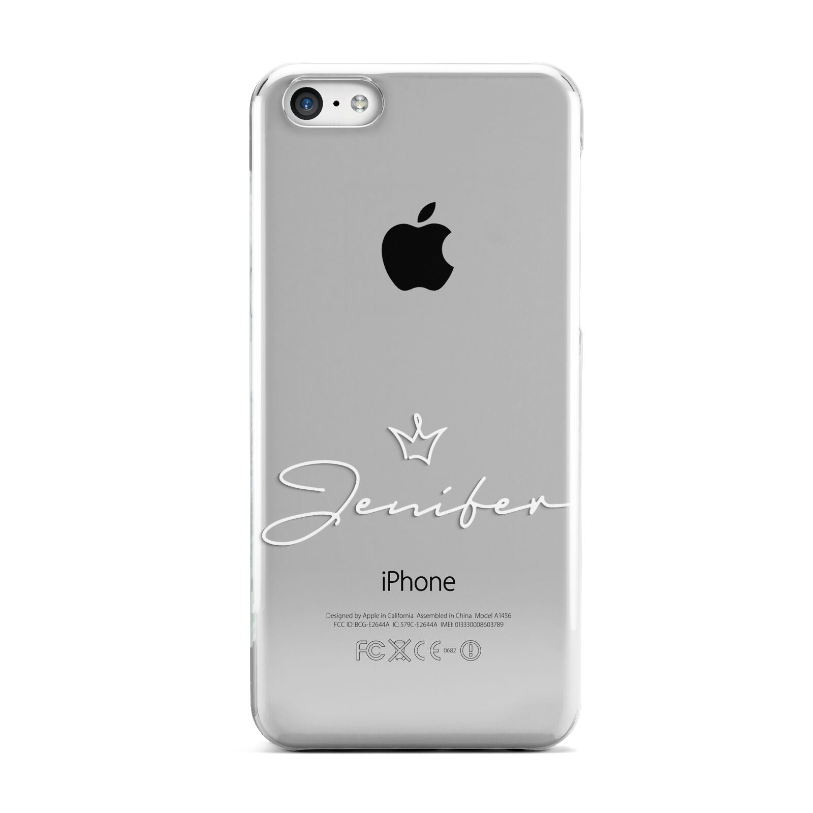 Personalised White Text Transparent Apple iPhone 5c Case