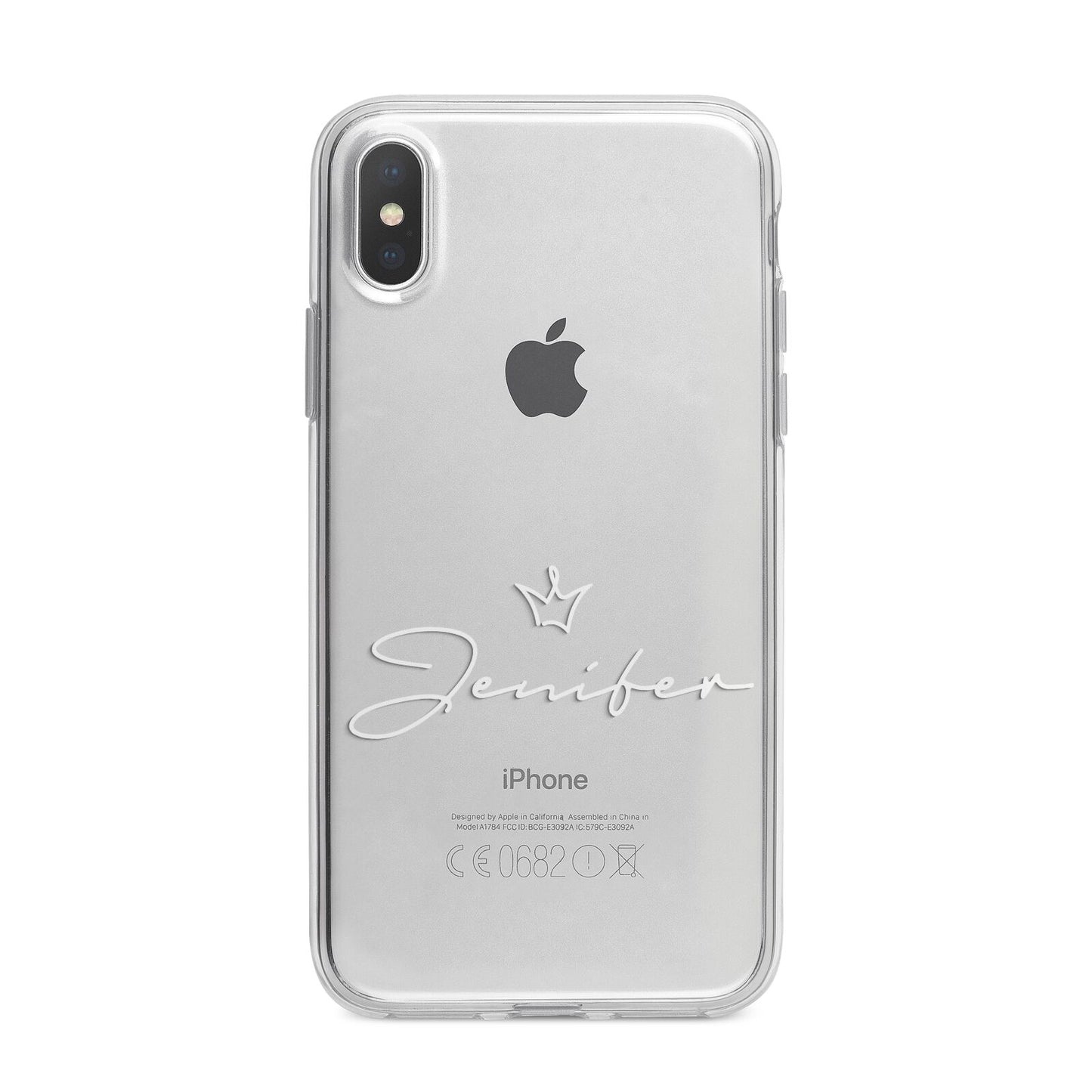 Personalised White Text Transparent iPhone X Bumper Case on Silver iPhone Alternative Image 1