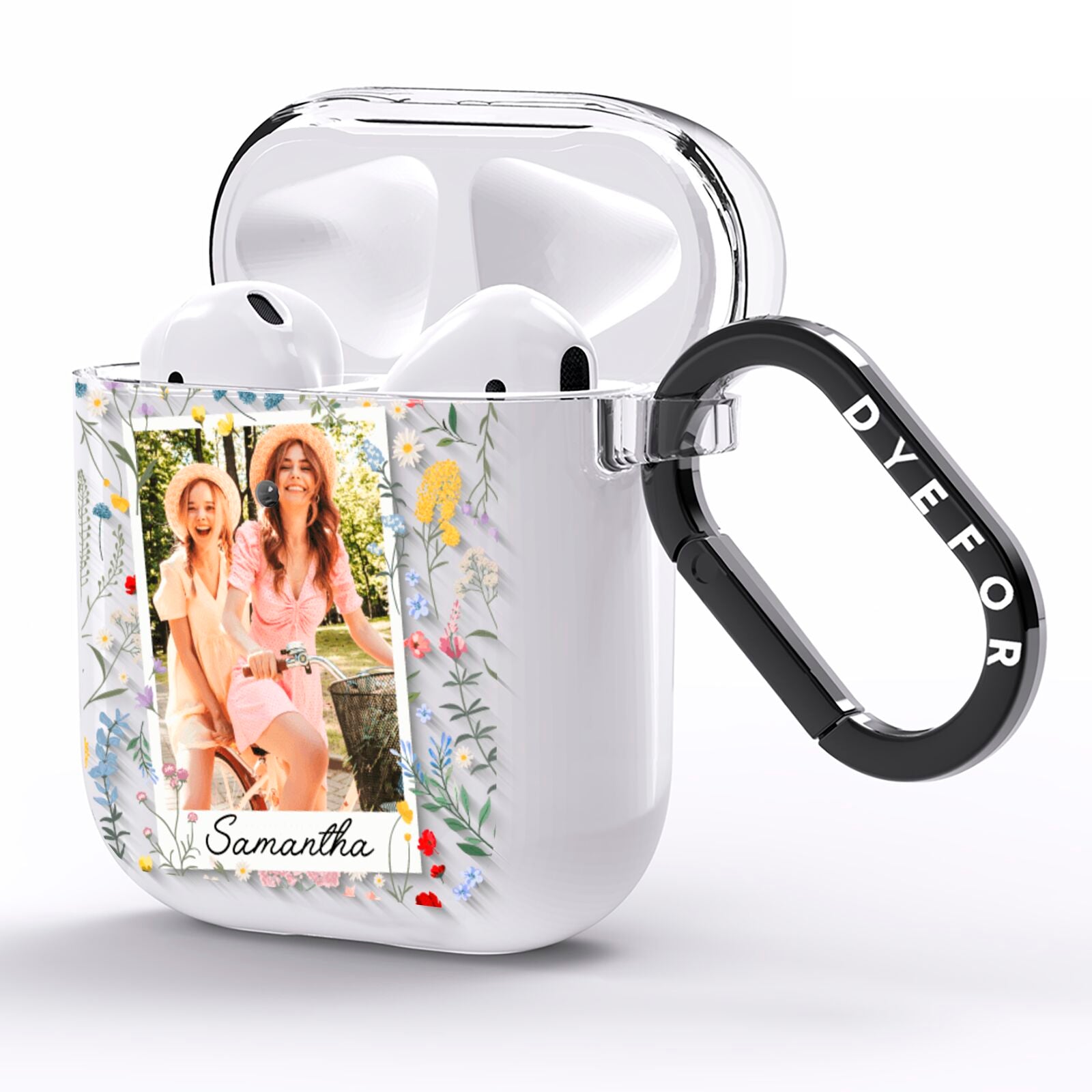 Personalised Wild Flowers Photo AirPods Clear Case Side Image