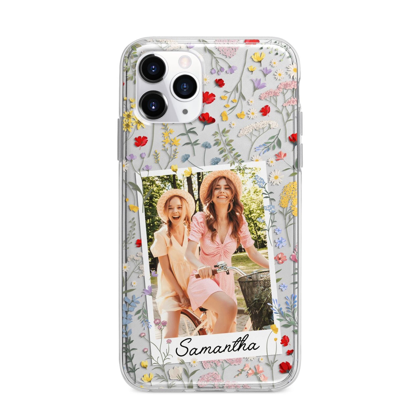 Personalised Wild Flowers Photo Apple iPhone 11 Pro Max in Silver with Bumper Case