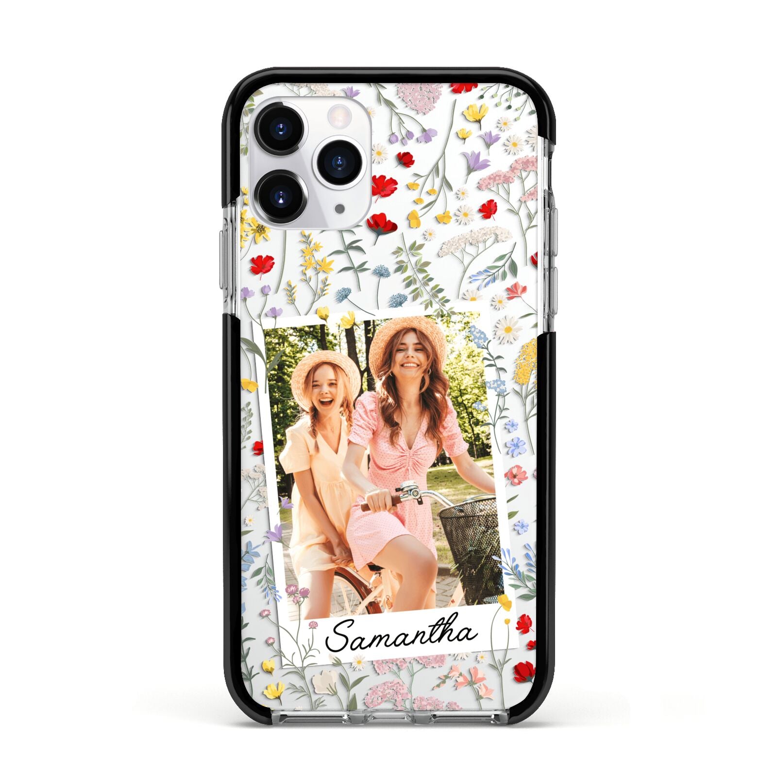 Personalised Wild Flowers Photo Apple iPhone 11 Pro in Silver with Black Impact Case