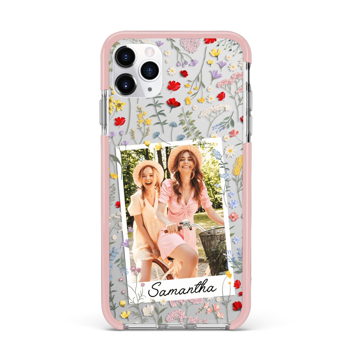 Personalised Wild Flowers Photo iPhone 11 Pro Max Impact Pink Edge Case