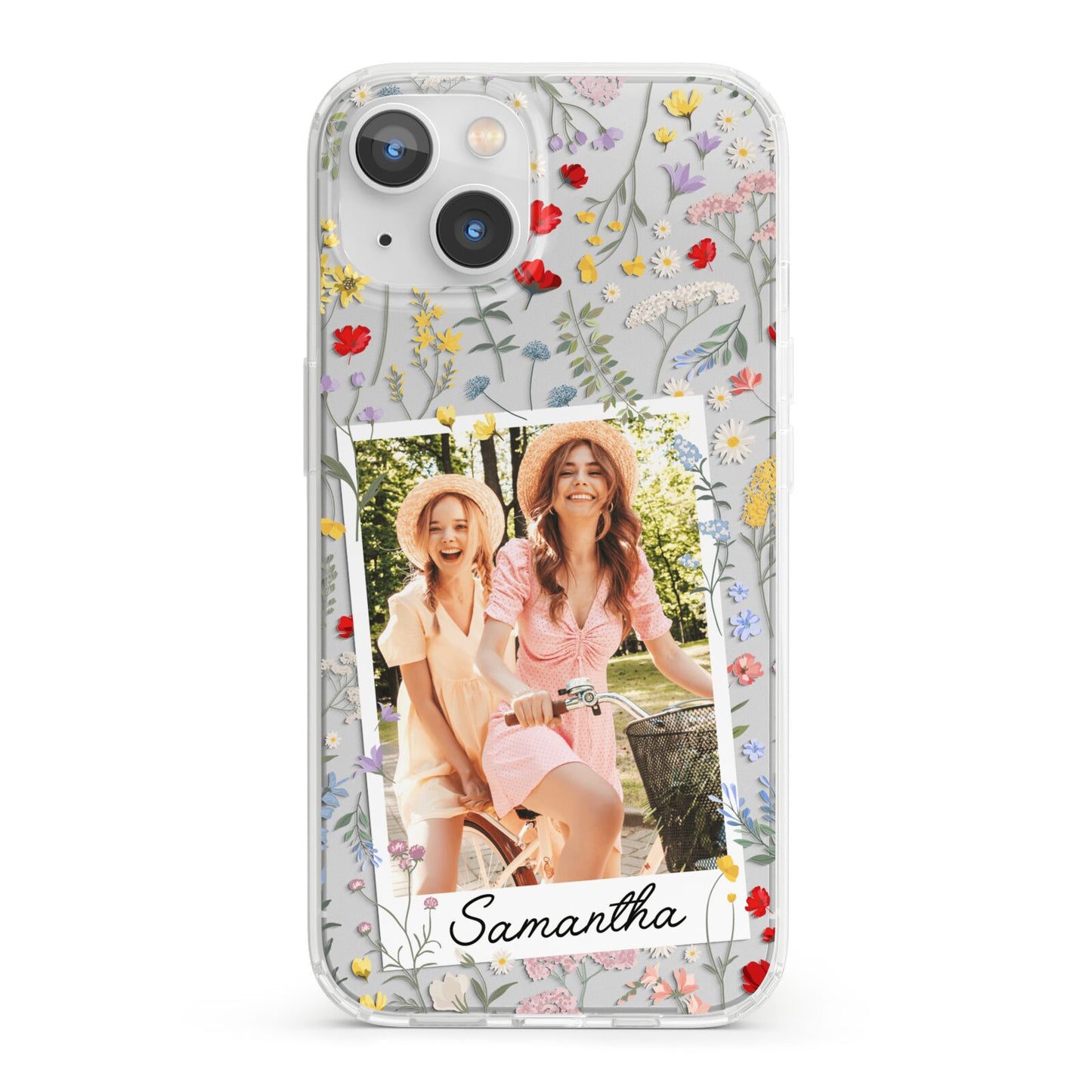 Personalised Wild Flowers Photo iPhone 13 Clear Bumper Case