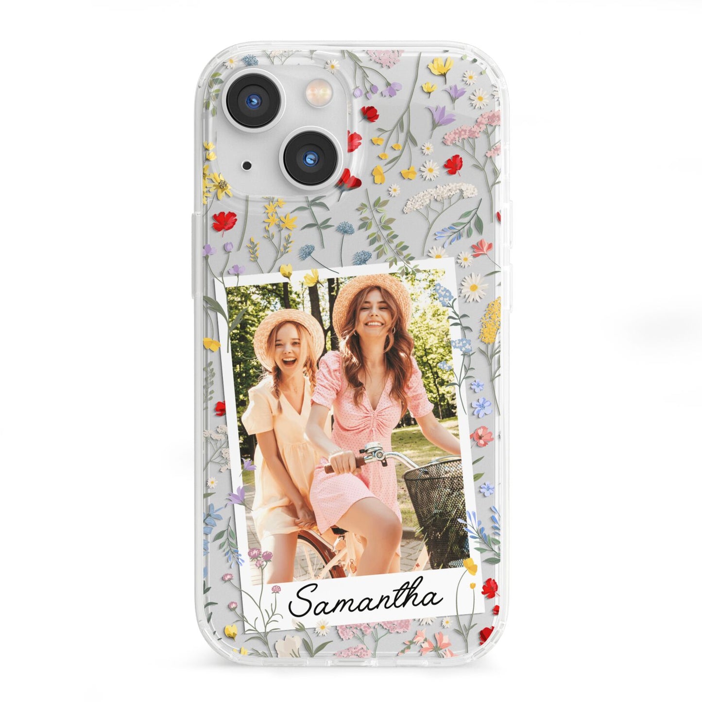 Personalised Wild Flowers Photo iPhone 13 Mini Clear Bumper Case