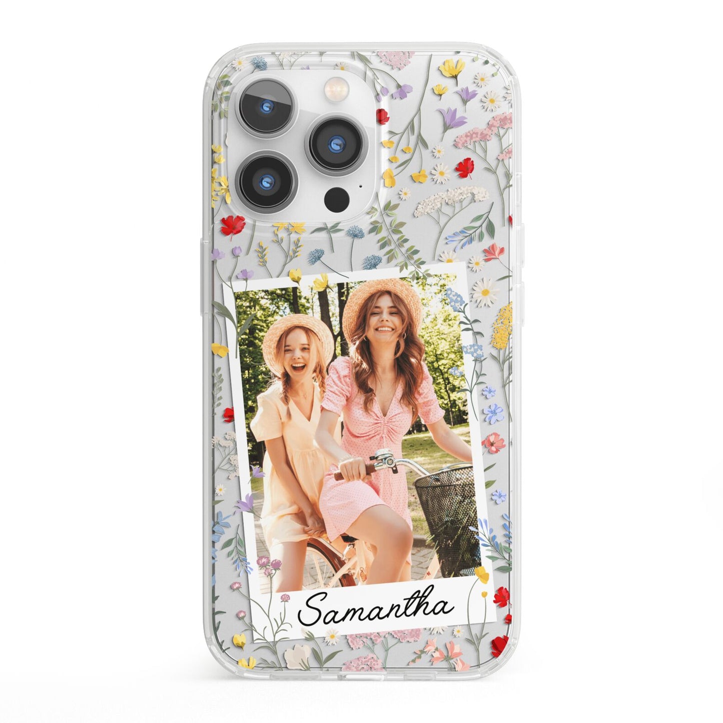 Personalised Wild Flowers Photo iPhone 13 Pro Clear Bumper Case