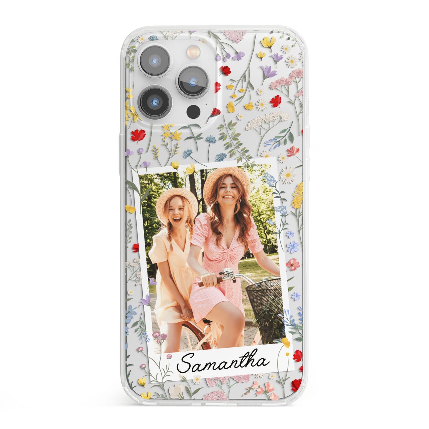Personalised Wild Flowers Photo iPhone 13 Pro Max Clear Bumper Case