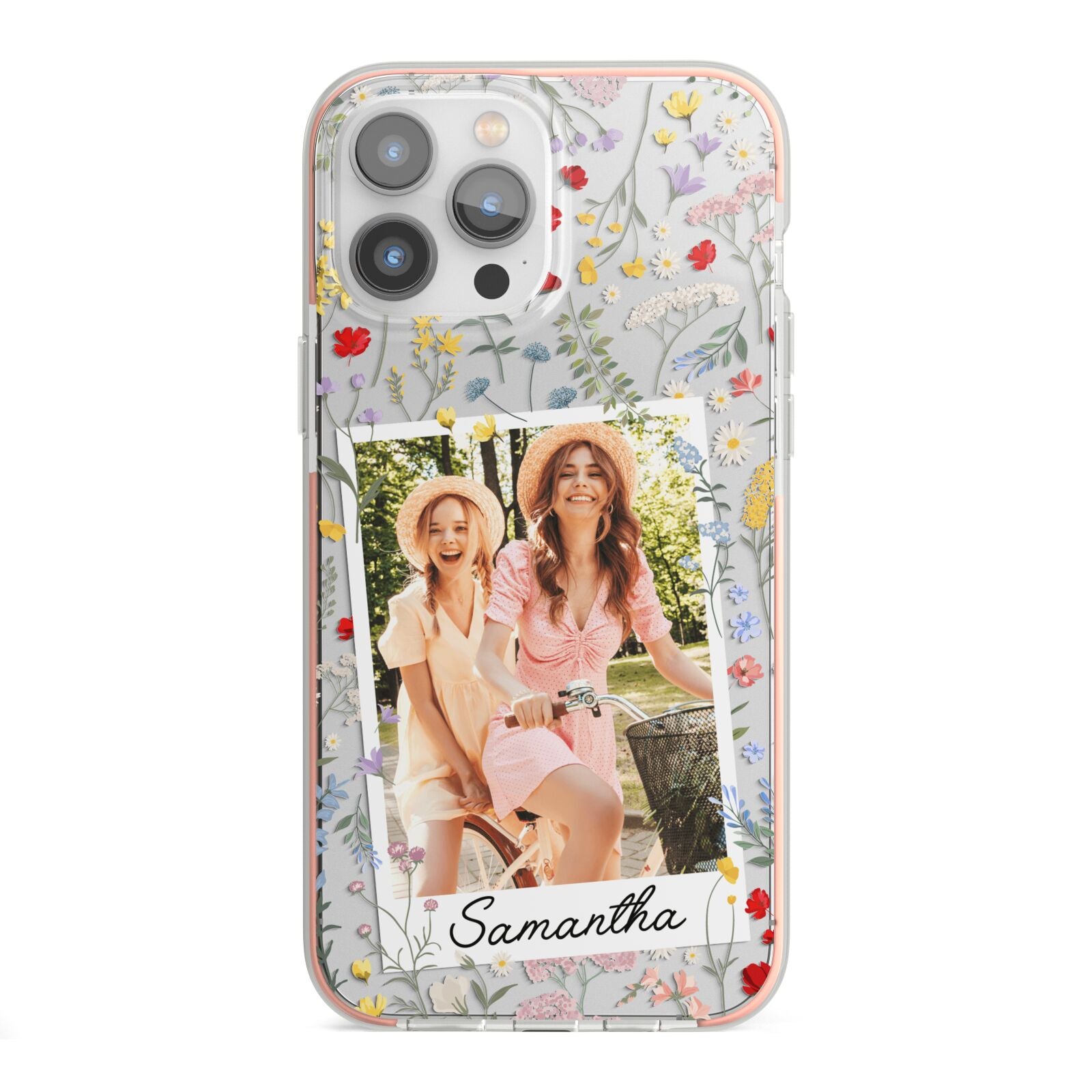 Personalised Wild Flowers Photo iPhone 13 Pro Max TPU Impact Case with Pink Edges