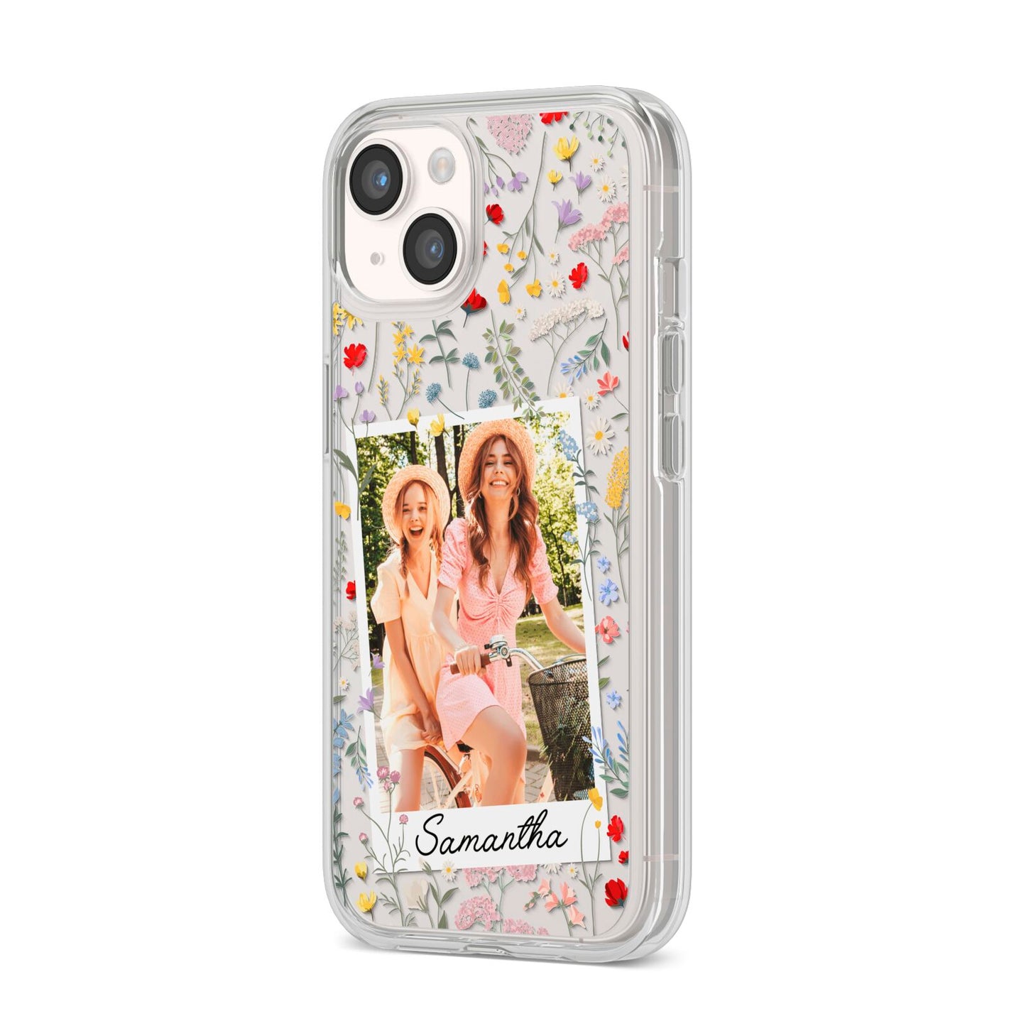 Personalised Wild Flowers Photo iPhone 14 Clear Tough Case Starlight Angled Image