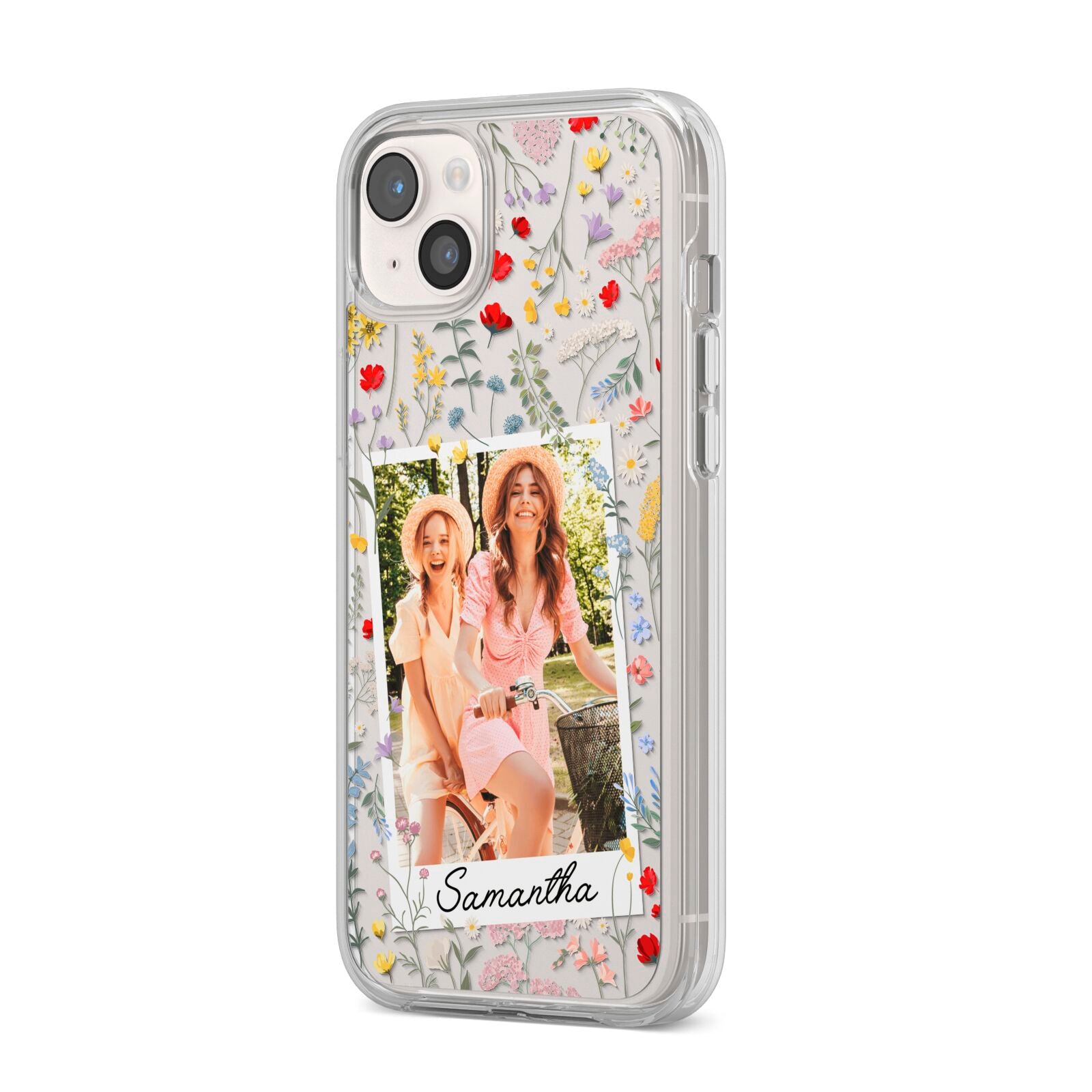 Personalised Wild Flowers Photo iPhone 14 Plus Clear Tough Case Starlight Angled Image