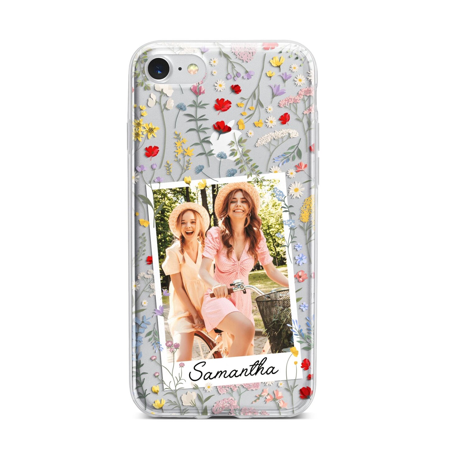 Personalised Wild Flowers Photo iPhone 7 Bumper Case on Silver iPhone