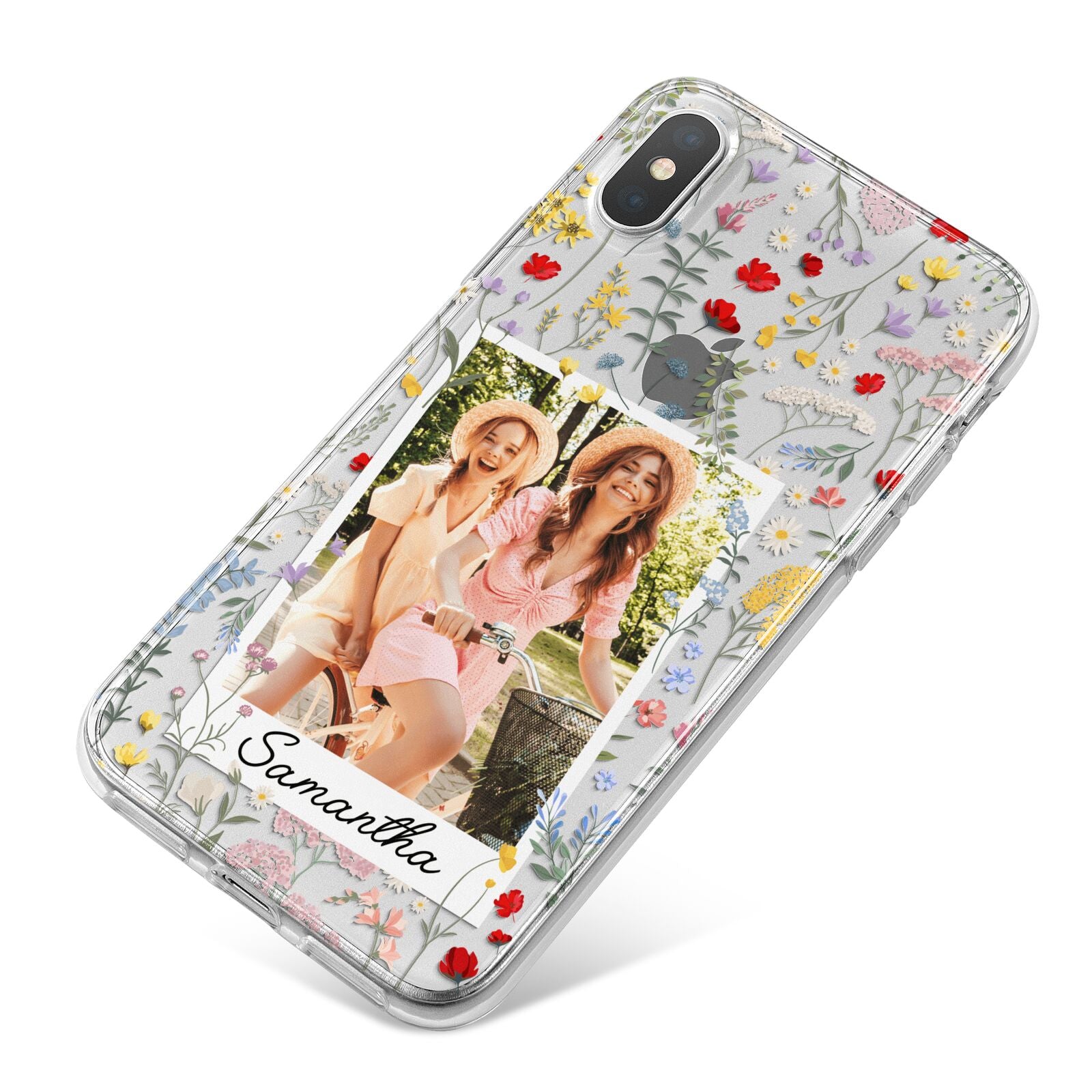 Personalised Wild Flowers Photo iPhone X Bumper Case on Silver iPhone