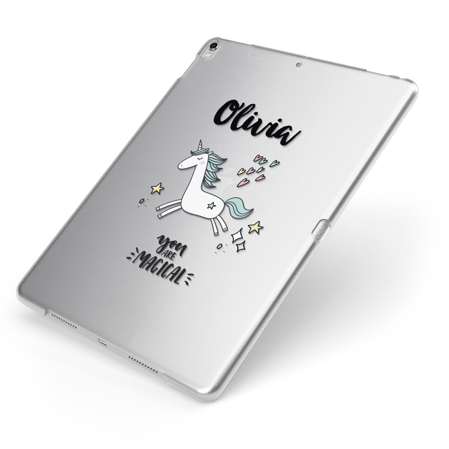 Personalised You Are Magical Unicorn Apple iPad Case on Silver iPad Side View