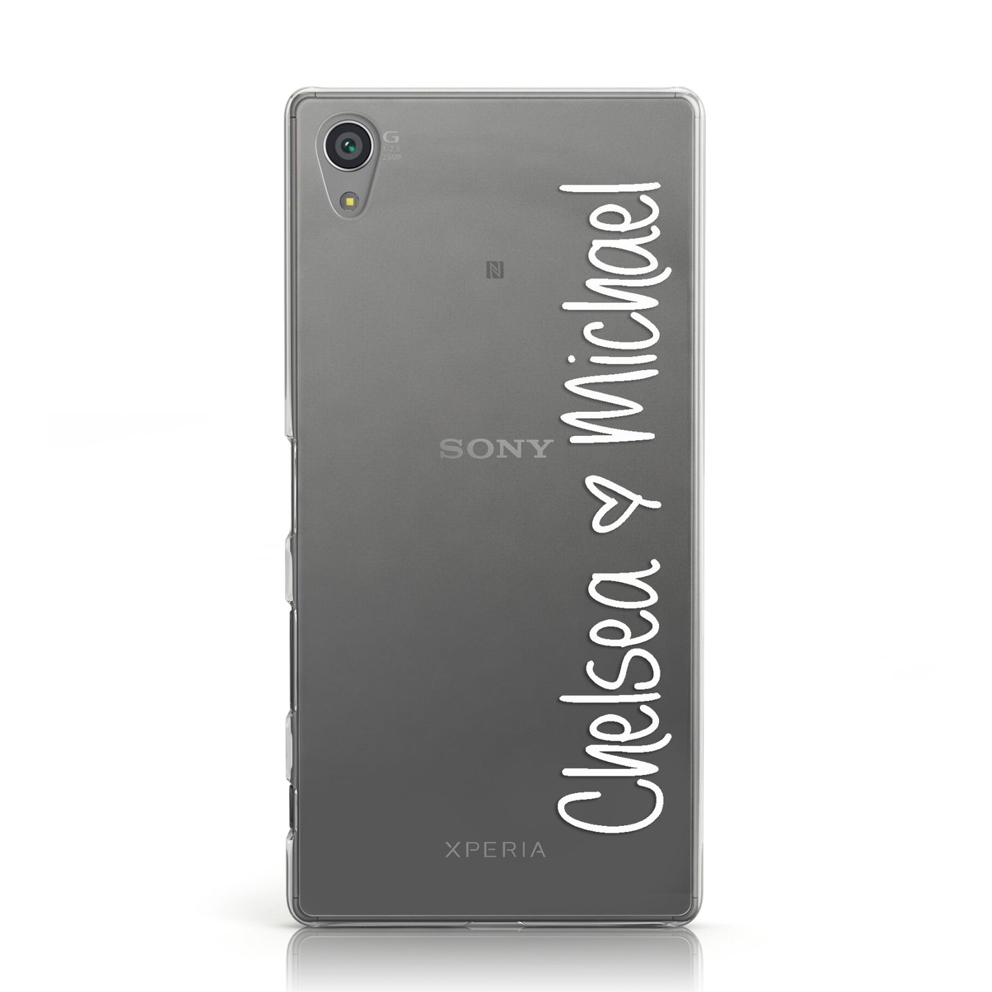 Personalised Couples Names Handwritten White Clear Sony Xperia Case
