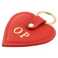Personalised Red Saffiano Leather Heart Key Ring Side Angle